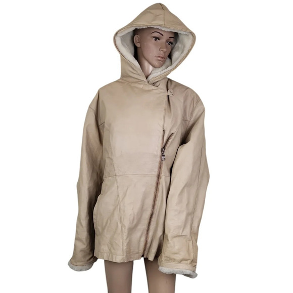 Wilsons Leather Tan Leather Faux Fur Lined Jacket Coat - Picture 1 of 8